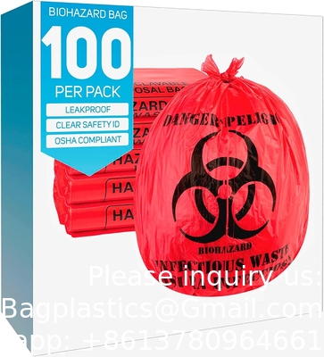 Hazardous Trash Can Liners – Medical Grade No Leak Bags - Biohazard Symbol for Safe Infectious Waste Disposal