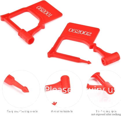 Plastic Security Padlock Seal Numbered Tamper Evident Disposable Lock For Luggage Bag Clothes (Red, 100 Pcs)