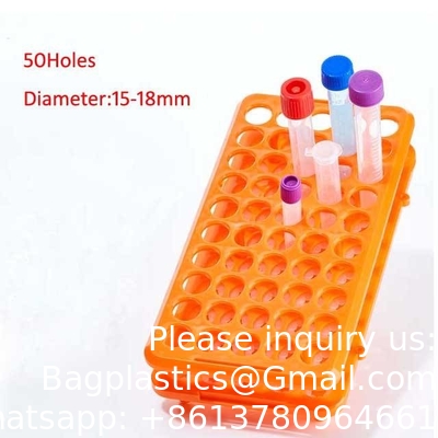 Lab Multi Function PP Centrifuge Tube Rack 50 holes*18mm Plastic Test Tube Rack Silicone Circlip