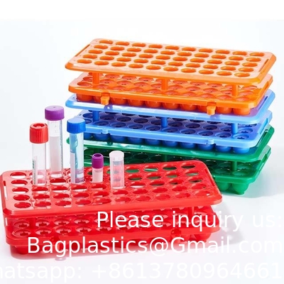 Lab Multi Function PP Centrifuge Tube Rack 50 holes*18mm Plastic Test Tube Rack Silicone Circlip