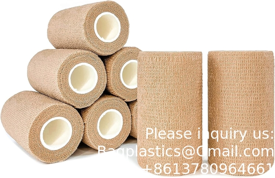 Beige-Self Adhesive Cohesive Bandage Wrap, Self Adherant Non-Woven Wrap Rolls, Atheletic Tape For Wrist, Ankle, Hand