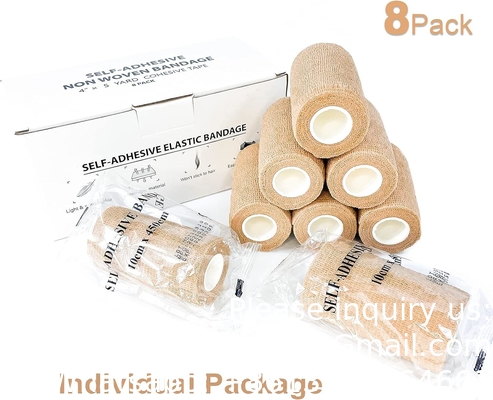 Beige-Self Adhesive Cohesive Bandage Wrap, Self Adherant Non-Woven Wrap Rolls, Atheletic Tape For Wrist, Ankle, Hand