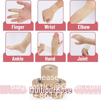 Self Adhesive Bandage Wrap, 6 Pack, Skin Colored, 2“ x 5 Yards, Cohesive Bandages, Medical Wrap, Elastic Bandage Wrap