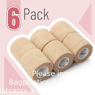 Self Adhesive Bandage Wrap, 6 Pack, Skin Colored, 2“ x 5 Yards, Cohesive Bandages, Medical Wrap, Elastic Bandage Wrap