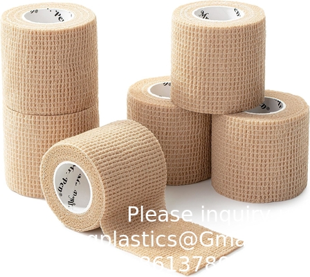 Self Adhesive Bandage Wrap, 6 Pack, Skin Colored, 2“ x 5 Yards, Cohesive Bandages, Medical Wrap, Elastic Bandage Wrap