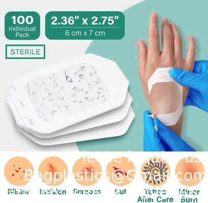 Transparent Film Dressing, Large Waterproof Adhesive Patch | Window Frame Wound Cover for Post Surgical Shower