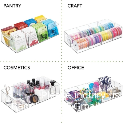 Plastic Condiment Organizer and Tea Bag Holder - 8-Compartment Kitchen Pantry/Countertop Storage Caddy - Divided Chip