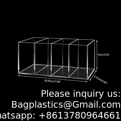 Acrylic Pen Holder 4 Compartments,Clear Pen Holder Organizer Makeup Brush Holder for Office Desk Accessories,Cosmetic