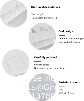 Acrylic Pen Holder 4 Compartments,Clear Pen Holder Organizer Makeup Brush Holder for Office Desk Accessories,Cosmetic