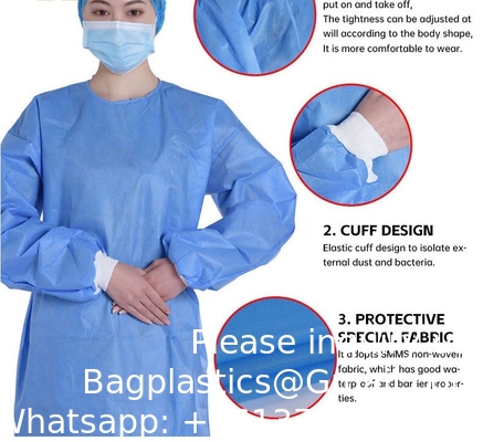 Blue Color Disposable Non Woven Medical SMS Sterile Surgical Isolation Gown Medical Materials &amp; Accessories