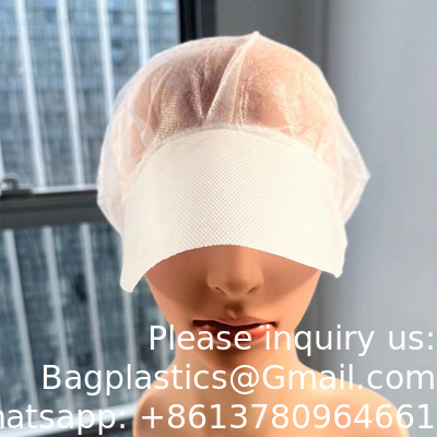 Workshop Food Industry PP Hair Cover White Disposable Non Woven Bouffant Peak Caps