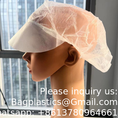 Workshop Food Industry PP Hair Cover White Disposable Non Woven Bouffant Peak Caps