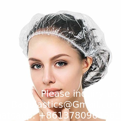 Disposable Shower Cap 21&quot; Thickening Elastic Clear Bathing Cap Salon Hotel Traveling Plastic PE Shower Caps