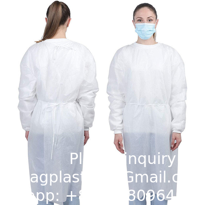 Manufacturer Non Woven Medical Protective Elastic Knitted Cuffs PP+PE Hospital Gowns Disposable Isolation