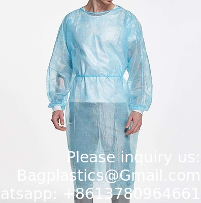 Hospital Doctor AAMI Level 2 Yellow PP SMS Patient Disposable Isolation Gowns Fluid Resistant, Dental, Medical