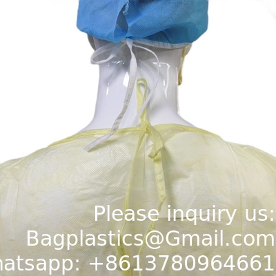 Chemotherapy Gowns Disposable Yellow Color Waterproof Medical Surgical Isolation Gown