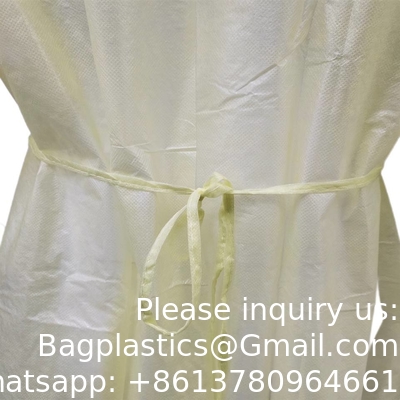 Chemotherapy Gowns Disposable Yellow Color Waterproof Medical Surgical Isolation Gown