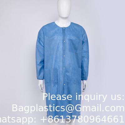Disposable Laboratory Coat, Dental supplies, Nonwoven Disposable PP White Lab Coat Non Woven For Kids Or Adults