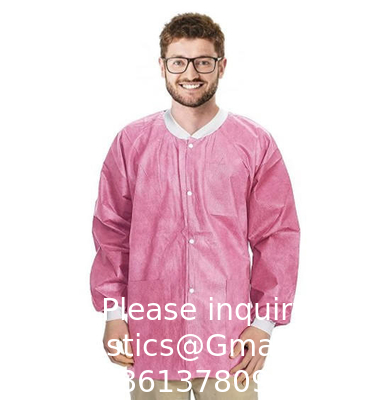 High Quality Lab Coats Disposable Medical Laboratory Coat Doctors SMS Disposable Lab Coat With Knit Cuffs and Collar