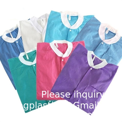 High Quality Lab Coats Disposable Medical Laboratory Coat Doctors SMS Disposable Lab Coat With Knit Cuffs and Collar