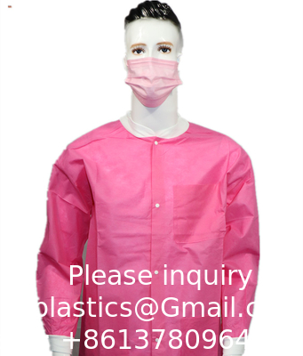 High Quality Lab Coats Disposable Medical Laboratory Coat Doctors SMS Disposable Lab Coat With Knit Cuffs and Collar