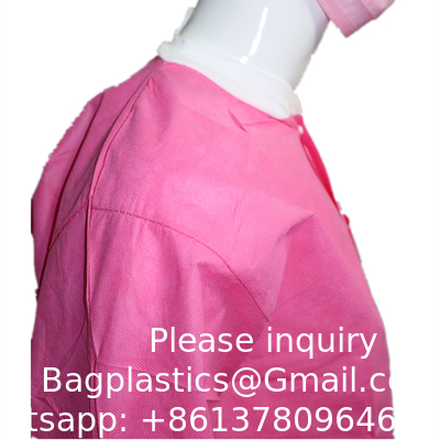 High Quality Lab Coats Disposable Medical Laboratory Coat Doctors SMS Disposable Lab Coat With Knit Cuffs and Collar