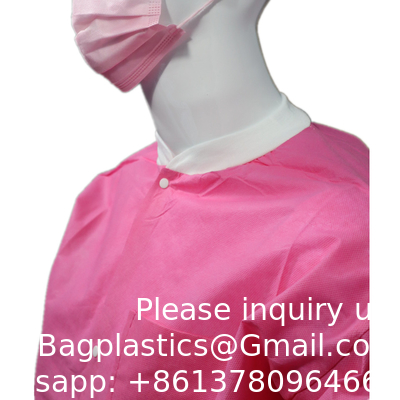 High Quality Lab Coats Disposable Medical Laboratory Coat Doctors SMS Disposable Lab Coat With Knit Cuffs and Collar