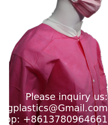 High Quality Lab Coats Disposable Medical Laboratory Coat Doctors SMS Disposable Lab Coat With Knit Cuffs and Collar