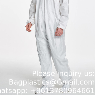 Waterproof Disposable Impervious Coverall Non Woven Workwear Overall PPE Set Suit With Taped Seam