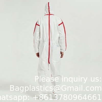 Waterproof Disposable Impervious Coverall Non Woven Workwear Overall PPE Set Suit With Taped Seam