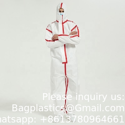 Waterproof Disposable Impervious Coverall Non Woven Workwear Overall PPE Set Suit With Taped Seam