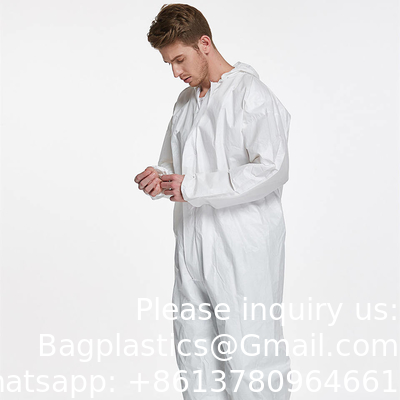 Waterproof Disposable Impervious Coverall Non Woven Workwear Overall PPE Set Suit With Taped Seam
