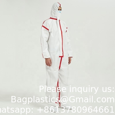 Waterproof Disposable Impervious Coverall Non Woven Workwear Overall PPE Set Suit With Taped Seam