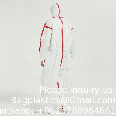Waterproof Disposable Impervious Coverall Non Woven Workwear Overall PPE Set Suit With Taped Seam
