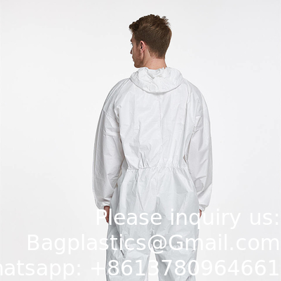 Waterproof Disposable Impervious Coverall Non Woven Workwear Overall PPE Set Suit With Taped Seam