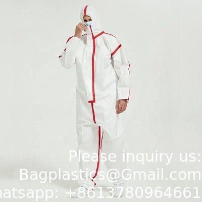 Waterproof Disposable Impervious Coverall Non Woven Workwear Overall PPE Set Suit With Taped Seam