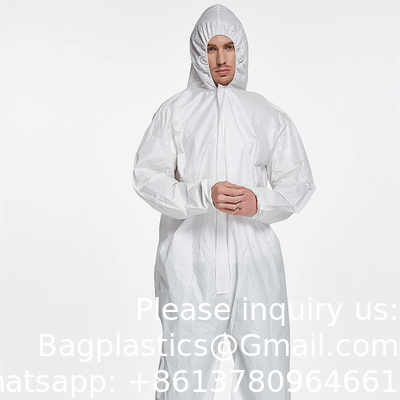 Waterproof Disposable Impervious Coverall Non Woven Workwear Overall PPE Set Suit With Taped Seam