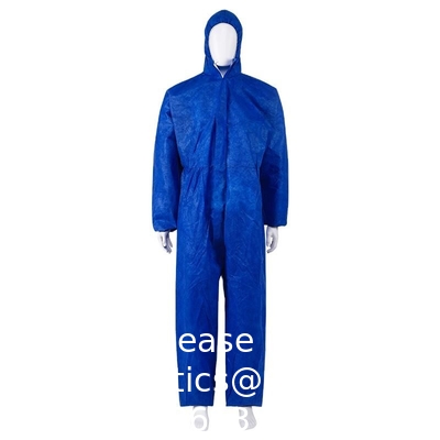 Overall Single Layer PP Nonwoven Full Coverage Moderate Protection Front Zipper Cheap Disposable Coveralls with Hood