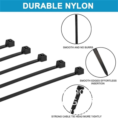 Zip Ties Heavy Duty 8 Inch, Premium Plastic Wire Ties With Tensile Strength, Self-Locking Black Nylon Tie Wrap
