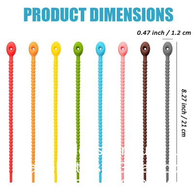 Custom Length Reusable Long Silicone Rubber Food Bag Twist Zip Tie Organizer Strap Silicon Cable Wire Tie