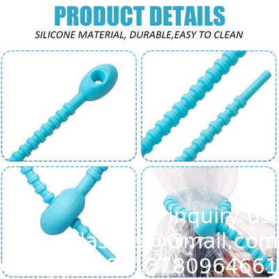 Custom Length Reusable Long Silicone Rubber Food Bag Twist Zip Tie Organizer Strap Silicon Cable Wire Tie