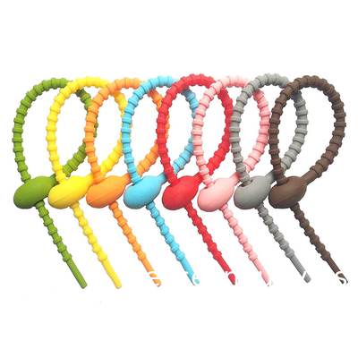 Custom Length Reusable Long Silicone Rubber Food Bag Twist Zip Tie Organizer Strap Silicon Cable Wire Tie