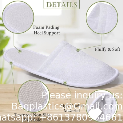 Disposable Slippers, Closed Toe SPA Slippers Non-Slip Slippers Comfortable Individually Wrapped Guest Slippers