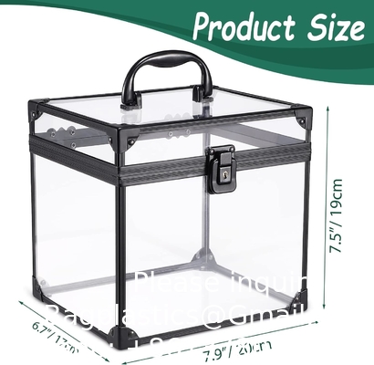 Portable Cosmetics &amp; Toiletry Organizer Box, Clear Train Case  Latches &amp; Handle Travel Makeup Tools Storage Organize