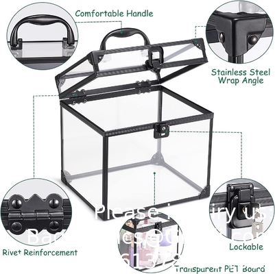 Portable Cosmetics &amp; Toiletry Organizer Box, Clear Train Case  Latches &amp; Handle Travel Makeup Tools Storage Organize