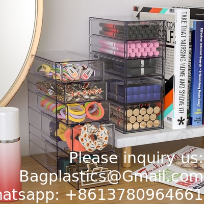 Clear Containers For Hair Accessory Organizing, Plastic Hair Accessory Organizer Box With 5 Drawers, Hair Accessory