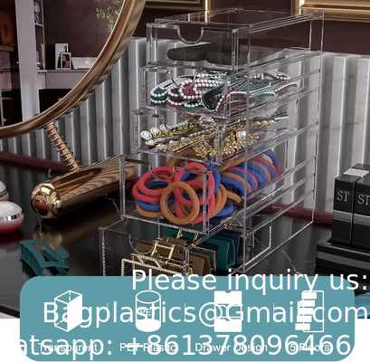 Clear Containers For Hair Accessory Organizing, Plastic Hair Accessory Organizer Box With 5 Drawers, Hair Accessory