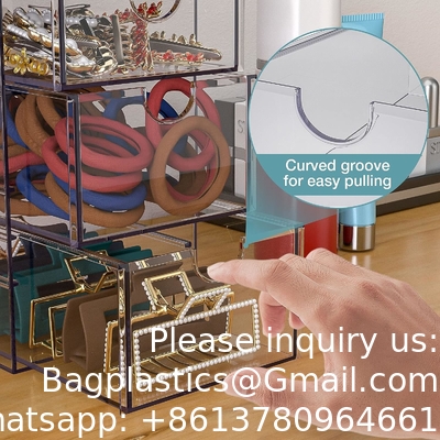 Clear Containers For Hair Accessory Organizing, Plastic Hair Accessory Organizer Box With 5 Drawers, Hair Accessory