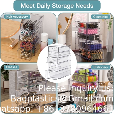 Clear Containers For Hair Accessory Organizing, Plastic Hair Accessory Organizer Box With 5 Drawers, Hair Accessory