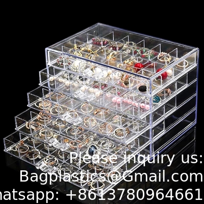 Clear Jewelry Organizer, Durable Jewelry Box With 5 Drawers, Jewelry Organizer Box, Earring Jewelry Organizer